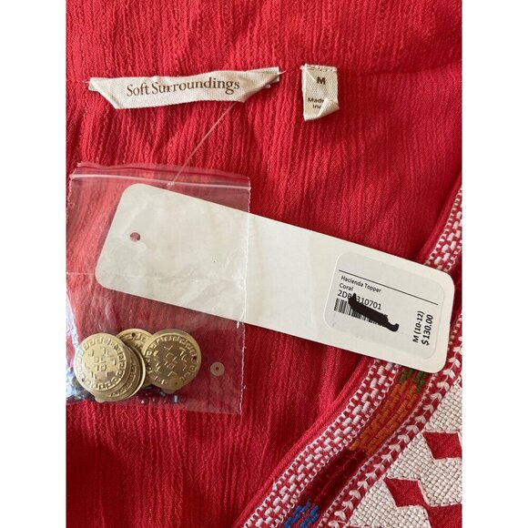 Soft Surroundings NWT $130 Coral Hacienda Topper, Women's M (10-12) - Picture 4 of 10